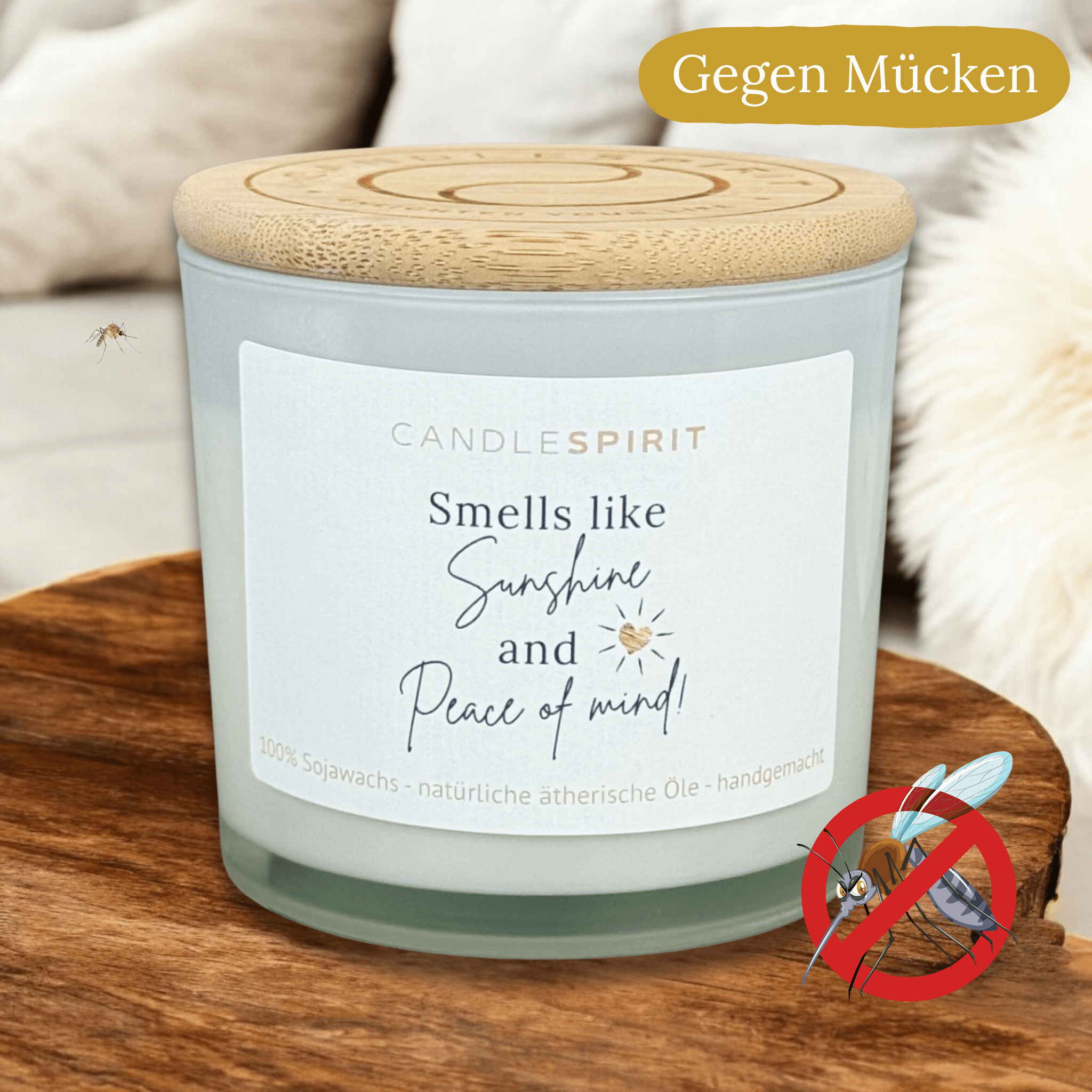 "Smells like Sunshine and Peace of Mind" | Outdoor Aromatherapie Duftkerze | Duft "SUMMERLOVE" aus Citronella und Lemongrass | 50h