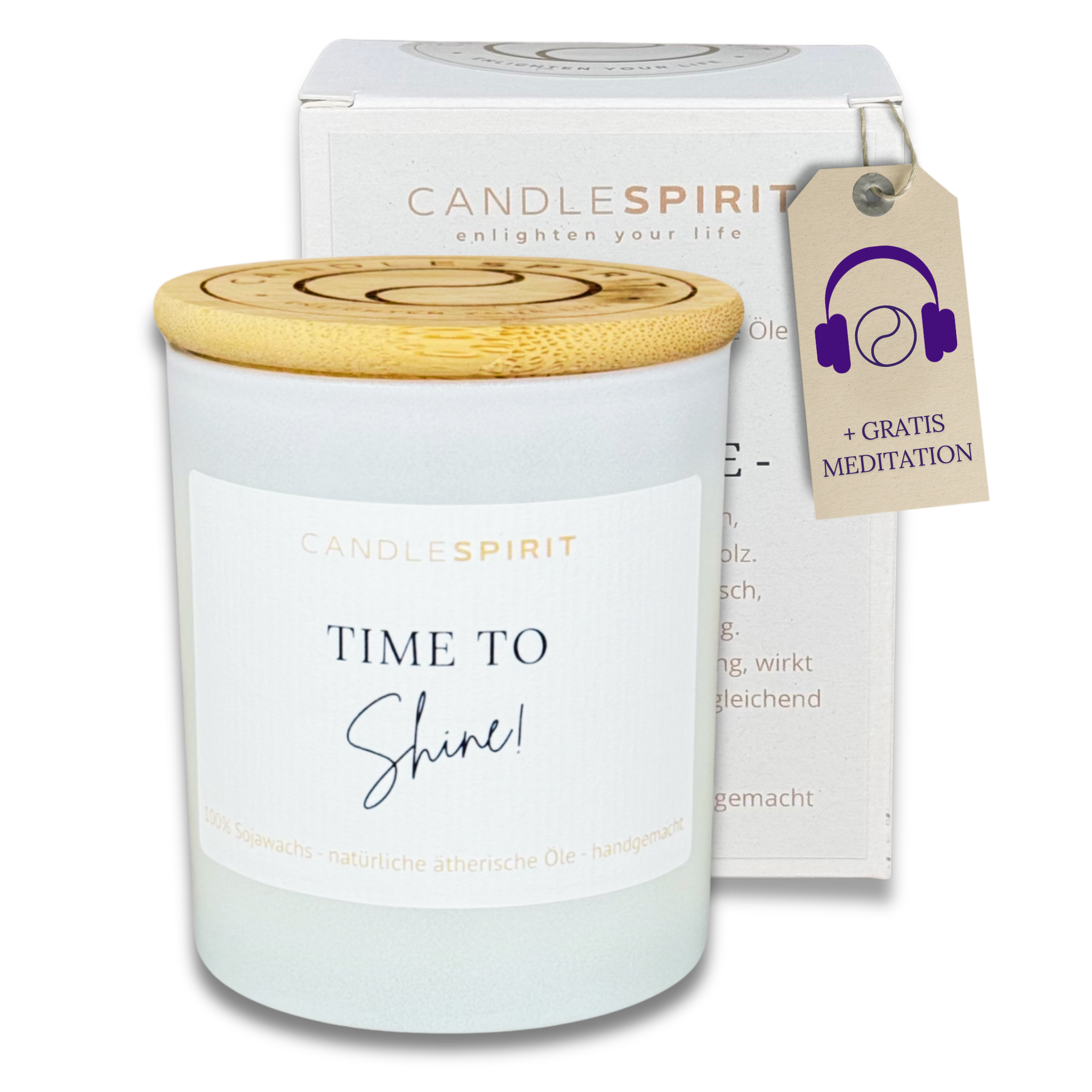 "Time to Shine!" | Aromatherapie Duftkerze mit Gratis Meditation in 5 Düften